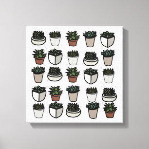 Cute mini succuled Patroon Canvas Afdruk