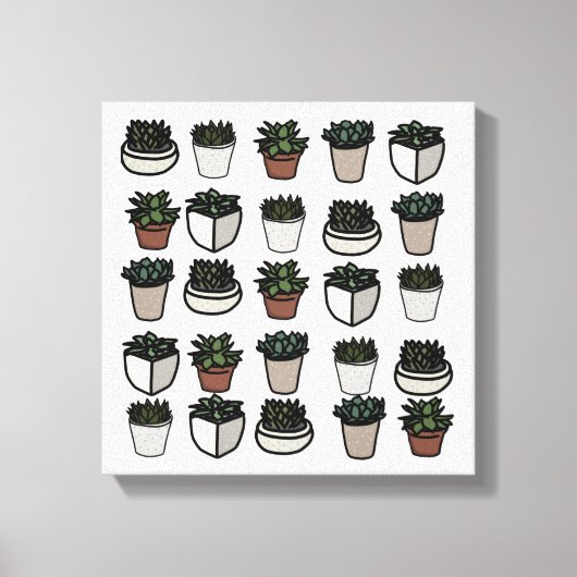 Cute mini succuled Patroon Canvas Afdruk (Voorkant)