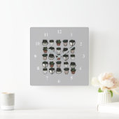 Cute mini succuled Patroon Vierkante Klok (Huis)