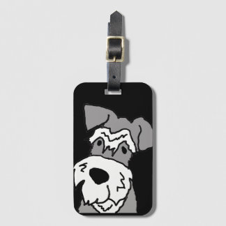 Cute Miniature Schnauzer Dog Cartoon Bagagelabel