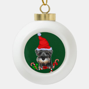 Cute Miniature Schnauzer Kerstmis Keramische Bal Ornament