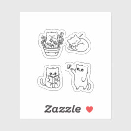 Cute Minimal Cat Line Art – Cozy Everyday Kitty Sticker