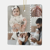 Cute Minimal Heart Baby Photo Collage Script Name Keramisch Ornament (Links)