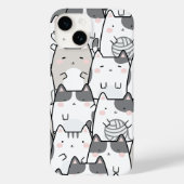 Cute Minimal Kawaii Cat Pattern iPhone / iPad case (Achterkant)