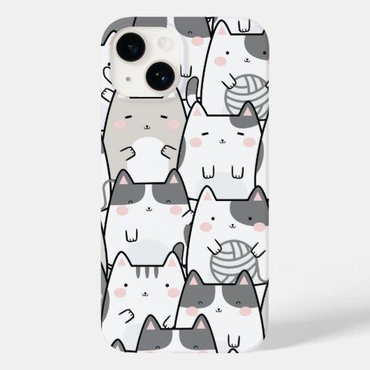 Cute Minimal Kawaii Cat Pattern iPhone / iPad case (Achterkant)
