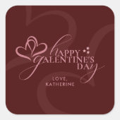 Cute Minimal Modern Maroon Script Galentine's  Vierkante Sticker (Voorkant)