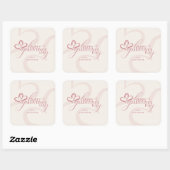 Cute Minimal Modern Pink Cream Script Galentine's  Vierkante Sticker (Vel)