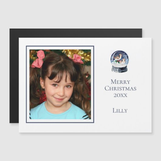 Cute Minimal One Photo Kerstmis Snow Wereldbol (Voorkant / Achterkant)