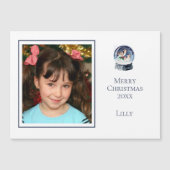 Cute Minimal One Photo Kerstmis Snow Wereldbol (Voorkant)