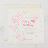 Cute Minimalist 14e anniversaire invitation (Devant / Derrière)