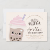 Cute Minimalist Boba Bubble Tea Birthday Kaart (Voorkant)