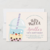 Cute Minimalist Boba Bubble Tea Birthday Kaart (Voorkant)