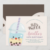 Cute Minimalist Boba Bubble Tea Birthday Kaart (Voorkant / Achterkant)