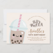 Cute Minimalist Boba Bubble Tea Birthday Kaart (Voorkant)