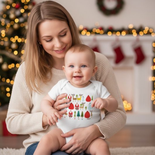 Cute Minimalist Christmas Santa Reindeer Bodysuit