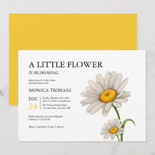 Cute Minimalist Daisy Flower Baby shower Girl Kaart