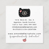 Cute minimalist fotograaf camera aangepaste foto vierkante visitekaartje (Achterkant)