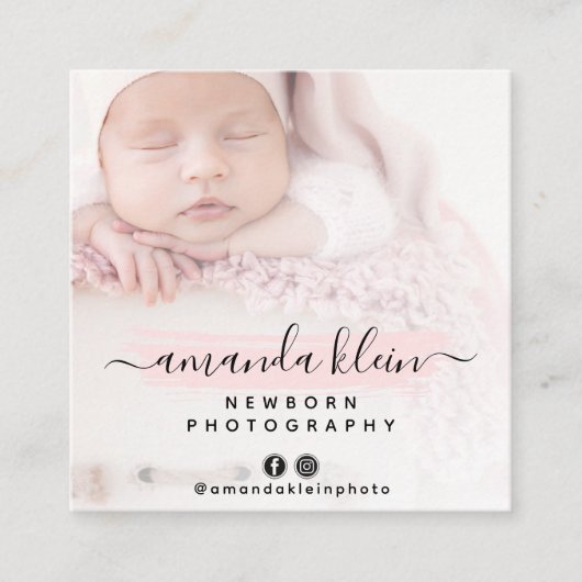 Cute minimalist fotograaf camera aangepaste foto vierkante visitekaartje (Voorkant)