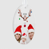 Cute Minimalist Reindekerst - Aangepaste foto Ornament (voorkant)