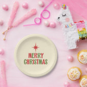 Cute Minimalist Retro Mideeuw Vrory Kerstmis Papieren Bordje (Feest)