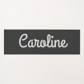 Cute Minimalist Script Typography Name Black White Yogamat (Voorkant (horizontaal))