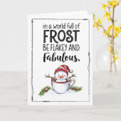 Cute Minimalist Snowman Christmas Card Kaart (Gele Bloem)