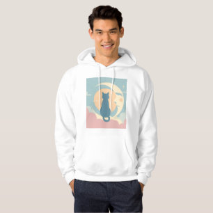 Cute minimaliste Chat sur Crescent Moon Sweat - sh