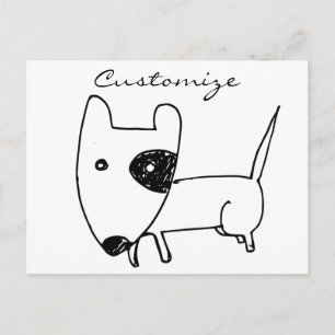 Cute Minimalistical Black-eye Dog Thunder_Cove Briefkaart
