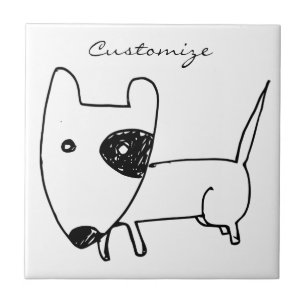 Cute Minimalistical Black-eye Dog Thunder_Cove Tegeltje