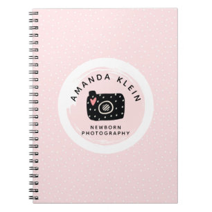 Cute Minimalistische Fotograaf Camera Zwart & Roze Notitieboek
