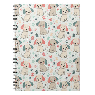 Cute Minimalistische Honden- en Pootafdruk Ontwerp Notitieboek