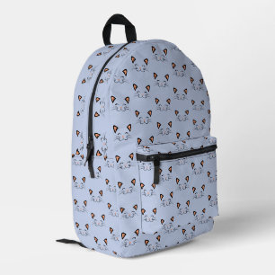 Cute Minimalistische Kawaii Lachende Kat Gezichtsp Bedrukte Rugzak