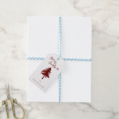 Cute Minimalistische Rode Ruit Papier Kerstboom Cadeaulabel (Met Touw)
