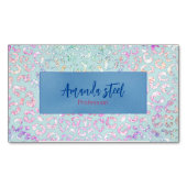 Cute Mint Animal print glitter monogram Magnetisch Visitekaartje (Voorkant)