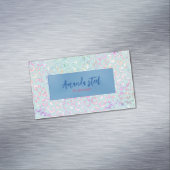Cute Mint Animal print glitter monogram Magnetisch Visitekaartje (Voorbeeld)