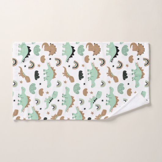 Cute Mint Green Dinosaur Pattern Bad Handdoek (Handdoek)