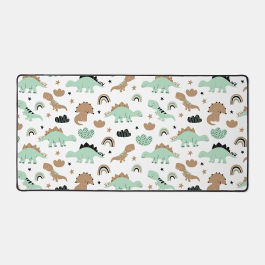 Cute Mint Green Dinosaur Pattern Bureaumat (Voorkant)