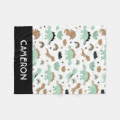 Cute Mint Green Dinosaur Pattern Fleece Deken (Voorkant (Horizontaal))