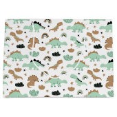 Cute Mint Green Dinosaur Pattern Groot Cadeauzakje (Voorkant)