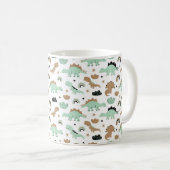 Cute Mint Green Dinosaur Pattern Koffiemok (Voorkant rechts)