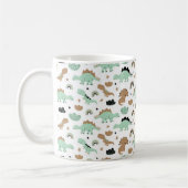 Cute Mint Green Dinosaur Pattern Koffiemok (Links)