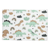 Cute Mint Green Dinosaur Pattern Kussensloop (Achterkant)