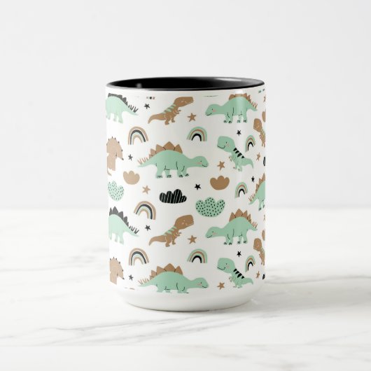 Cute Mint Green Dinosaur Pattern Mok (Midden)