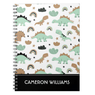 Cute Mint Green Dinosaur Pattern Notitieboek