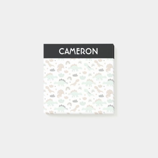 Cute Mint Green Dinosaur Pattern Post-it® Notes (Voorkant)