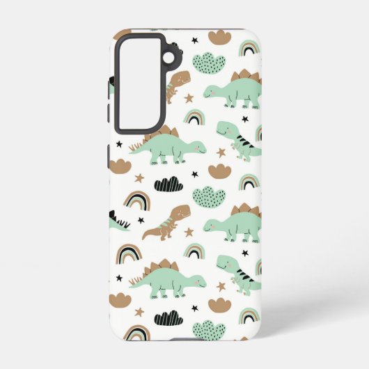 Cute Mint Green Dinosaur Pattern Samsung Galaxy Hoesje (Achterkant)