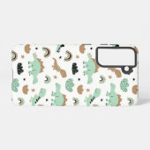 Cute Mint Green Dinosaur Pattern Samsung Galaxy Hoesje (Achterkant horizontaal)