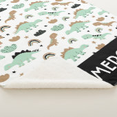 Cute Mint Green Dinosaur Pattern Sherpa Deken (3/4)