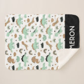 Cute Mint Green Dinosaur Pattern Sherpa Deken (Voorkant (horizontaal))