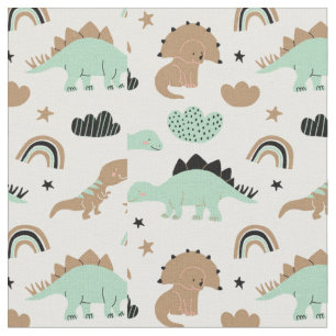 Cute Mint Green Dinosaur Pattern Stof